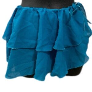 Zuliana Size Small Dark Teal Double Ruffle Tie Sarong Skirt. New With Tags